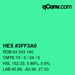 颜色代码: HEX #3FF3A0 | qconv.com