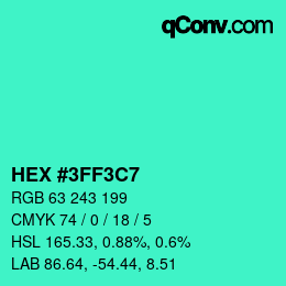 Color code: HEX #3FF3C7 | qconv.com