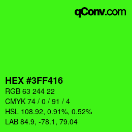 颜色代码: HEX #3FF416 | qconv.com