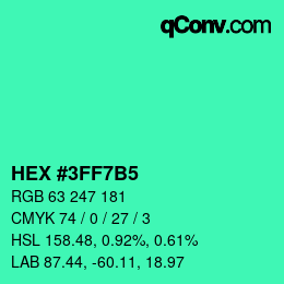 カラーコード: HEX #3FF7B5 | qconv.com