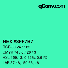Color code: HEX #3FF7B7 | qconv.com