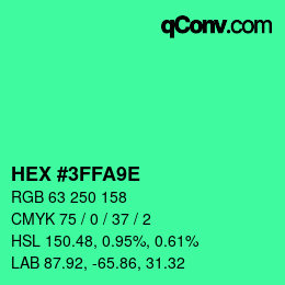 Color code: HEX #3FFA9E | qconv.com