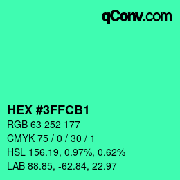 カラーコード: HEX #3FFCB1 | qconv.com