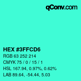 Color code: HEX #3FFCD6 | qconv.com