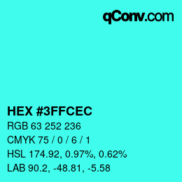 カラーコード: HEX #3FFCEC | qconv.com