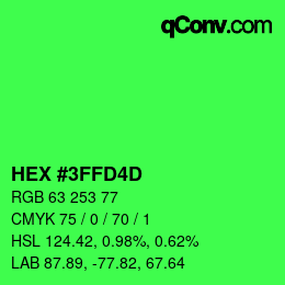 カラーコード: HEX #3FFD4D | qconv.com