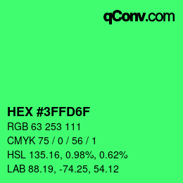 Color code: HEX #3FFD6F | qconv.com