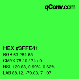 カラーコード: HEX #3FFE41 | qconv.com
