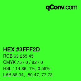 Color code: HEX #3FFF2D | qconv.com