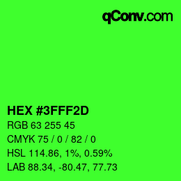 カラーコード: HEX #3FFF2D | qconv.com