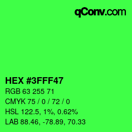 カラーコード: HEX #3FFF47 | qconv.com