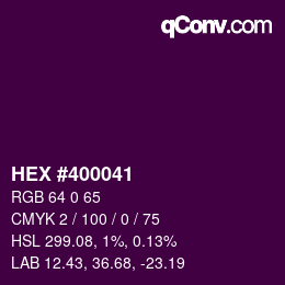 カラーコード: HEX #400041 | qconv.com