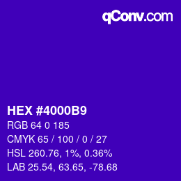 颜色代码: HEX #4000B9 | qconv.com