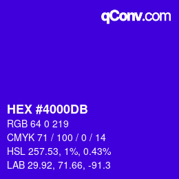 Color code: HEX #4000DB | qconv.com