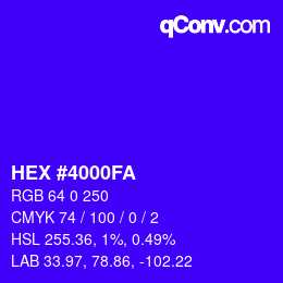 颜色代码: HEX #4000FA | qconv.com