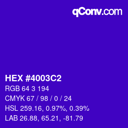 Color code: HEX #4003C2 | qconv.com