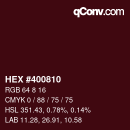 颜色代码: HEX #400810 | qconv.com