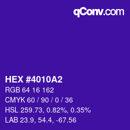 カラーコード: HEX #4010A2 | qconv.com