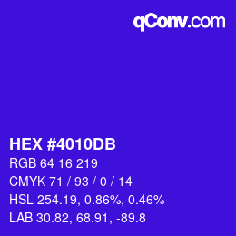 颜色代码: HEX #4010DB | qconv.com