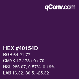 カラーコード: HEX #40154D | qconv.com