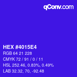 カラーコード: HEX #4015E4 | qconv.com