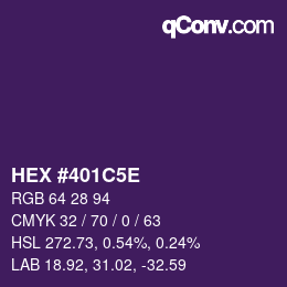 Farbcode: HEX #401C5E | qconv.com