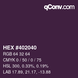 Farbcode: HEX #402040 | qconv.com