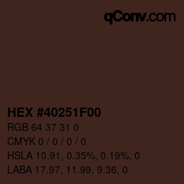 Color code: HEX #40251F00 | qconv.com