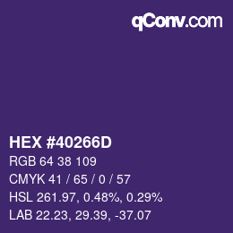 颜色代码: HEX #40266D | qconv.com