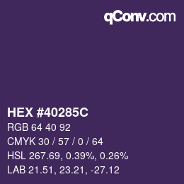 Color code: HEX #40285C | qconv.com