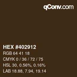 颜色代码: HEX #402912 | qconv.com