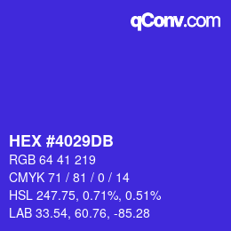 颜色代码: HEX #4029DB | qconv.com
