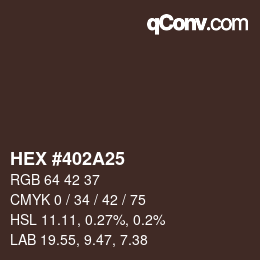 Color code: HEX #402A25 | qconv.com