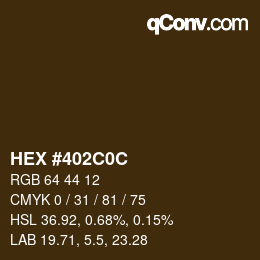 Color code: HEX #402C0C | qconv.com