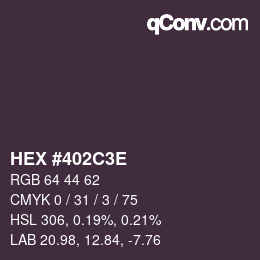 Color code: HEX #402C3E | qconv.com