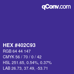 カラーコード: HEX #402C93 | qconv.com