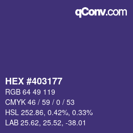 颜色代码: HEX #403177 | qconv.com