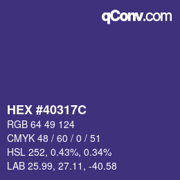 カラーコード: HEX #40317C | qconv.com