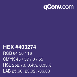 Color code: HEX #403274 | qconv.com