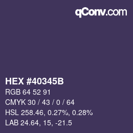 颜色代码: HEX #40345B | qconv.com