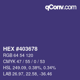 Color code: HEX #403678 | qconv.com