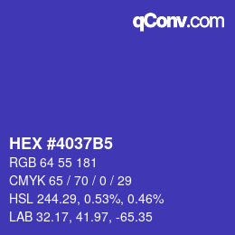 カラーコード: HEX #4037B5 | qconv.com
