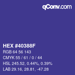 Color code: HEX #40388F | qconv.com