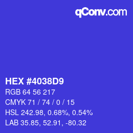 カラーコード: HEX #4038D9 | qconv.com