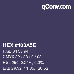 Color code: HEX #403A5E | qconv.com
