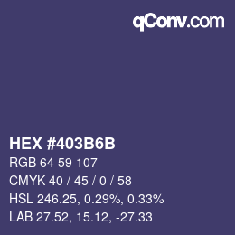 Color code: HEX #403B6B | qconv.com