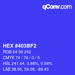Color code: HEX #403BF2 | qconv.com