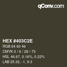 Color code: HEX #403C2E | qconv.com