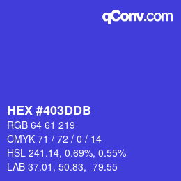 Color code: HEX #403DDB | qconv.com