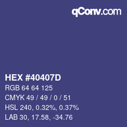 颜色代码: HEX #40407D | qconv.com